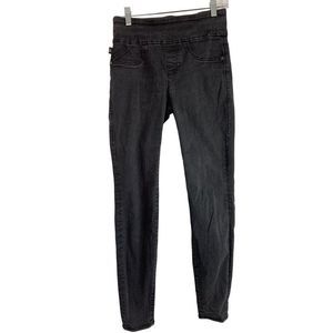 Womens Rock & Republic Fever Black Slimming Pull On Jeans Size 8 Crop 6121 EUC
